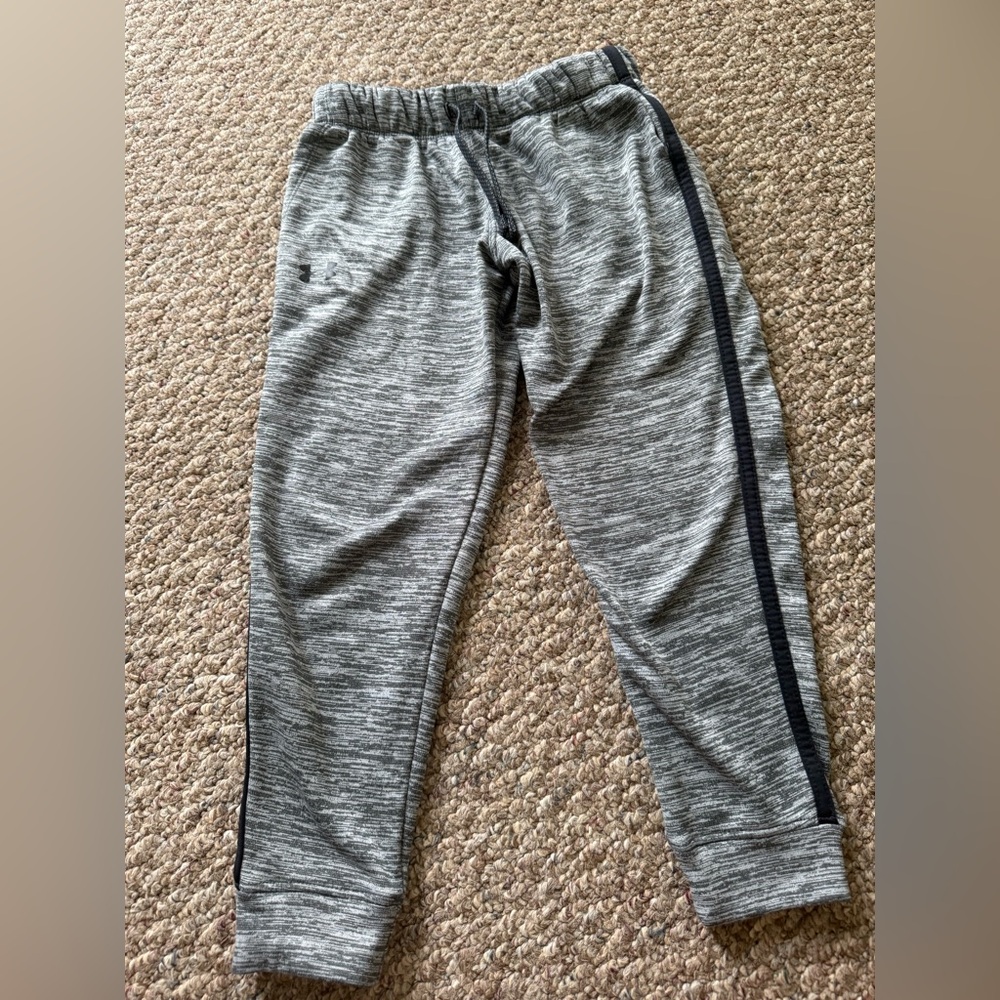 Under Armour Kids Gray Joggers with Black Stripe